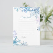 Carte de capsule temporelle flocon de neige bleu (Debout devant)