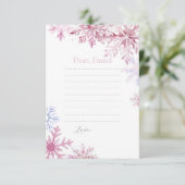 Carte de capsule temporelle flocon de neige rose (Debout devant)