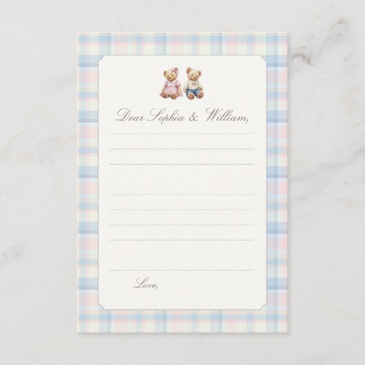 Carte de capsule temporelle pour jumeaux Beary Fir (Devant)