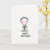Carte de caractère d'anniversaire doux (Fleur jaune)