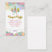 Carte de carafe Baby shower Unicorne Florale (Devant / Derrière)