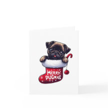 Carte de Carlin de Noël "Joyeux Pugmas"