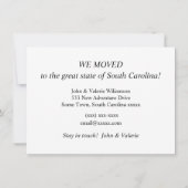 Carte de Caroline du Sud Faire-part de déplacement (Dos)