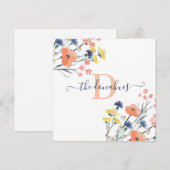 Carte de Carré Fleur sauvage monochrome (Devant / Derrière)