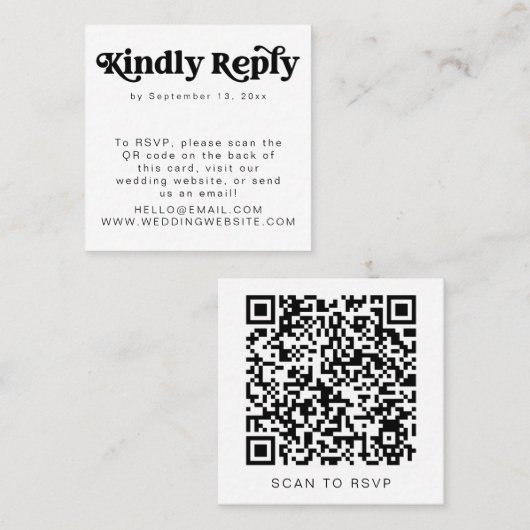 Carte de Carré RSVP Super 70 de CHARLI Retro (Devant / Derrière)