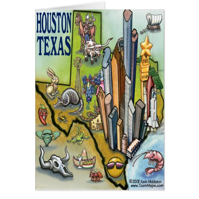 Carte de carte de Houston le TEXAS (Devant)