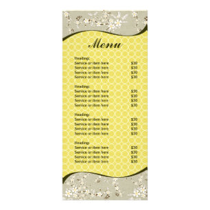 Carte de carte de menu d'affaires de fleurs gris o