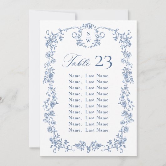 Carte de carte de siège Floral de Grace Ornate Vic (Devant)