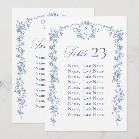 Carte de carte de siège Floral de Grace Ornate Vic (Devant / Derrière)