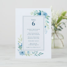 Carte de carte de tableau Floral bleu