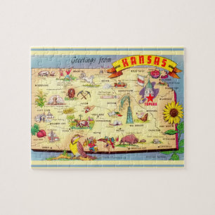 Carte de carte postale Kansas Jigsaw Puzzle