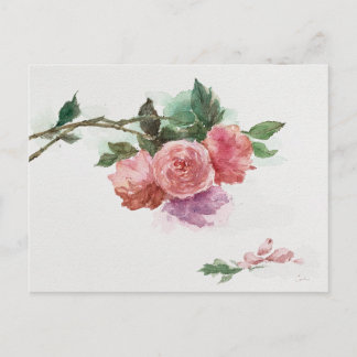 Carte de carte postale rétro roses fleurs