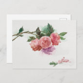 Carte de carte postale rétro roses fleurs (Devant / Derrière)