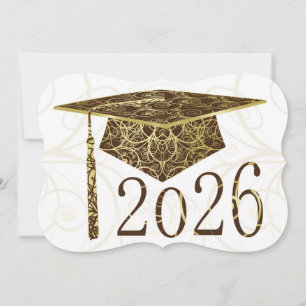 Carte de casquette florale marron et or 2026
