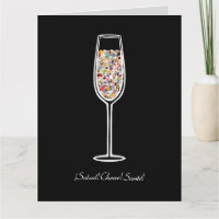 Carte de célébration avec verre de champagne et co