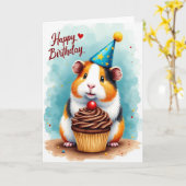 Carte de célébration d'animal duveteux (Fleur jaune)