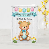 Carte de célébration de câlins d'ours (Fleur jaune)