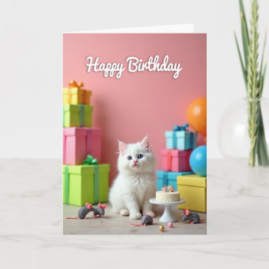 Carte de célébration de chaton rose (Devant)