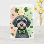 Carte de célébration de chien chanceux (Fleur jaune)