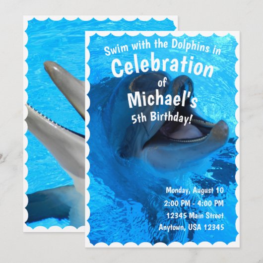 Carte de célébration de dauphin (Devant / Derrière)
