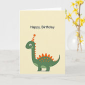 Carte de célébration de dinosaure vert (Fleur jaune)