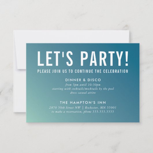 CARTE DE CÉLÉBRATION DE FÊTE moderne bleu menthe d (Devant)