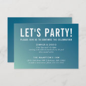 CARTE DE CÉLÉBRATION DE FÊTE moderne bleu menthe d (Devant / Derrière)