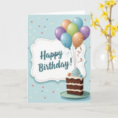 Carte de célébration de gâteau rayé (Fleur jaune)