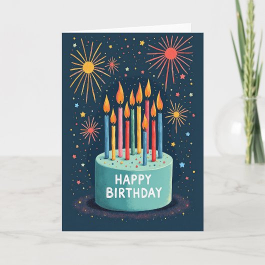 Carte de célébration de gâteau sarcelle (Devant)