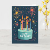 Carte de célébration de gâteau sarcelle (Fleur jaune)