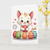 Carte de célébration de Kitty joyeuse (Fleur jaune)