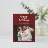 Carte de célébration de la famille à damiers Noël  (Debout devant)