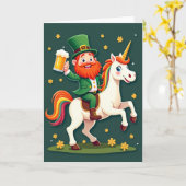 Carte de célébration de la licorne chanceuse (Fleur jaune)