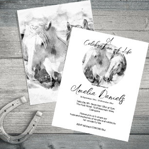 Carte de célébration de la vie aux chevaux blancs