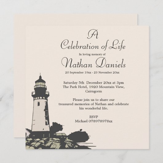 Carte de célébration de la vie du phare (Devant / Derrière)