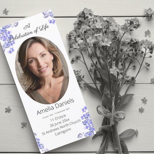 Carte de célébration de la vie Forget Me Not