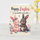 Carte de célébration de l'amour de lapin (Fleur jaune)