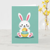 Carte de célébration de lapin avec œuf (Fleur jaune)