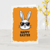 Carte de célébration de lapin cool (Fleur jaune)