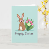 Carte de célébration de lapin de printemps (Fleur jaune)