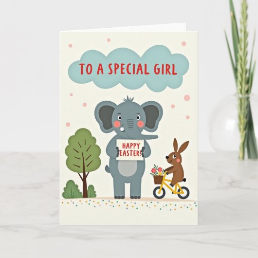 Carte de célébration de l'éléphant festif (Devant)