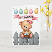 Carte de célébration de l'ours mignon (Fleur jaune)