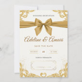 Carte de célébration de mariage élégante en or (Devant)