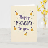 Carte de célébration de Meowsday douce (Fleur jaune)