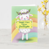 Carte de célébration de mouton heureux (Fleur jaune)