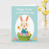 Carte de célébration de Pâques avec lapin printani (Fleur jaune)