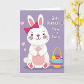 Carte de célébration de Pâques de lapin (Fleur jaune)