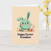 Carte de célébration de printemps Aqua Bunny (Fleur jaune)