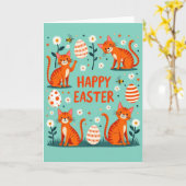 Carte de célébration de printemps avec chats heure (Fleur jaune)