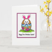 Carte de célébration de printemps de lapin dans un (Fleur jaune)